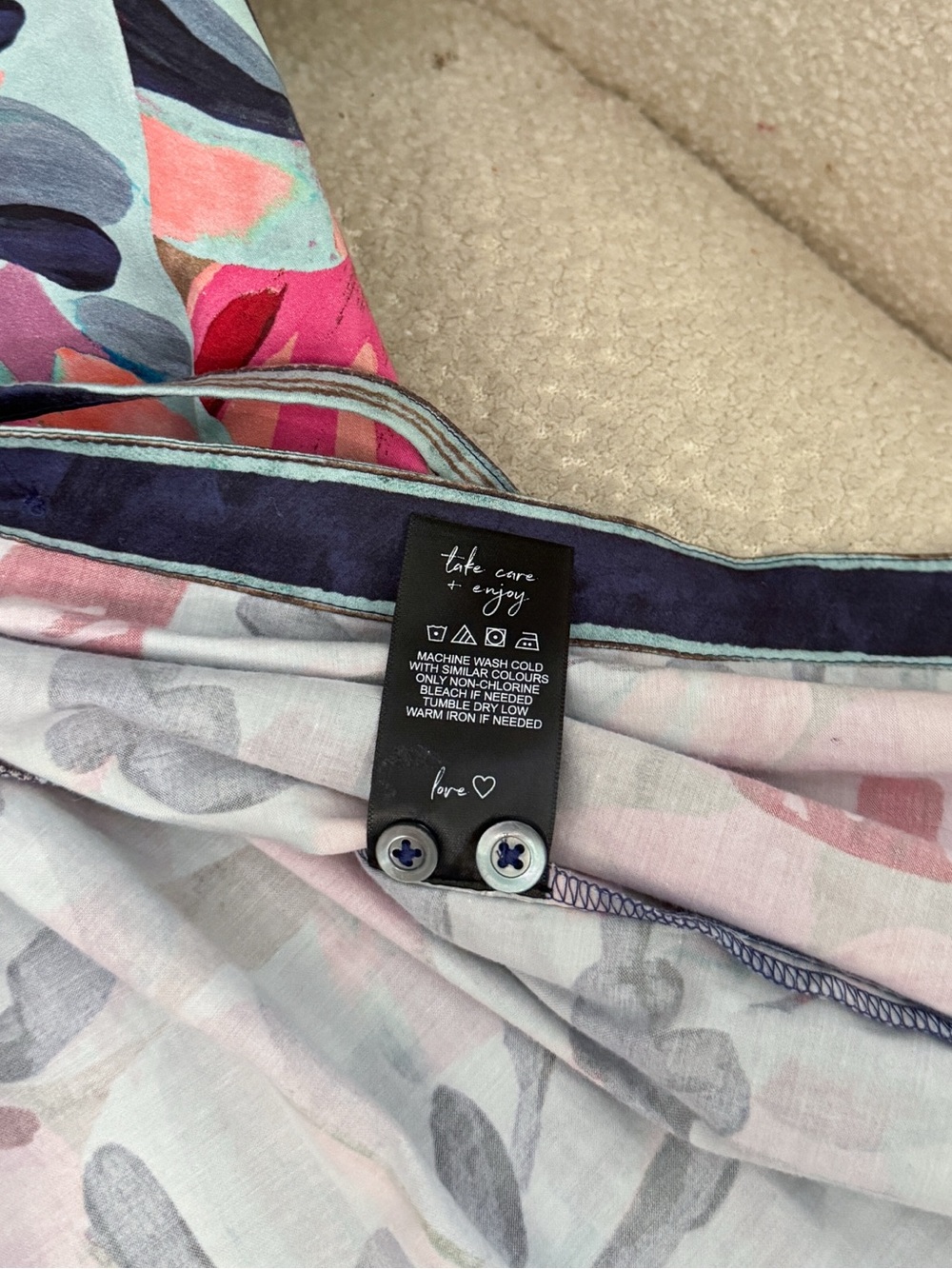 NIC+ZOE Pink and blue Firework Foliage Syd Button Up Dress with tie waist Small - Picture 6 of 6